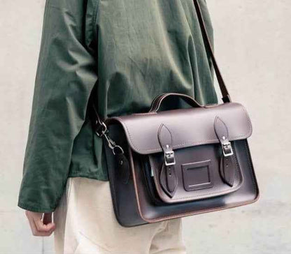 Handmade Leather Satchel - Dark Brown