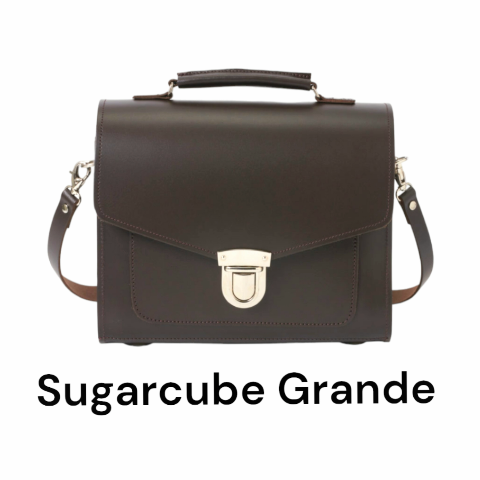 Handmade Leather Sugarcube Handbag - Dark Brown  