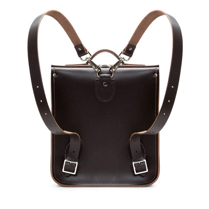 Handmade Leather City Backpack -Dark Brown