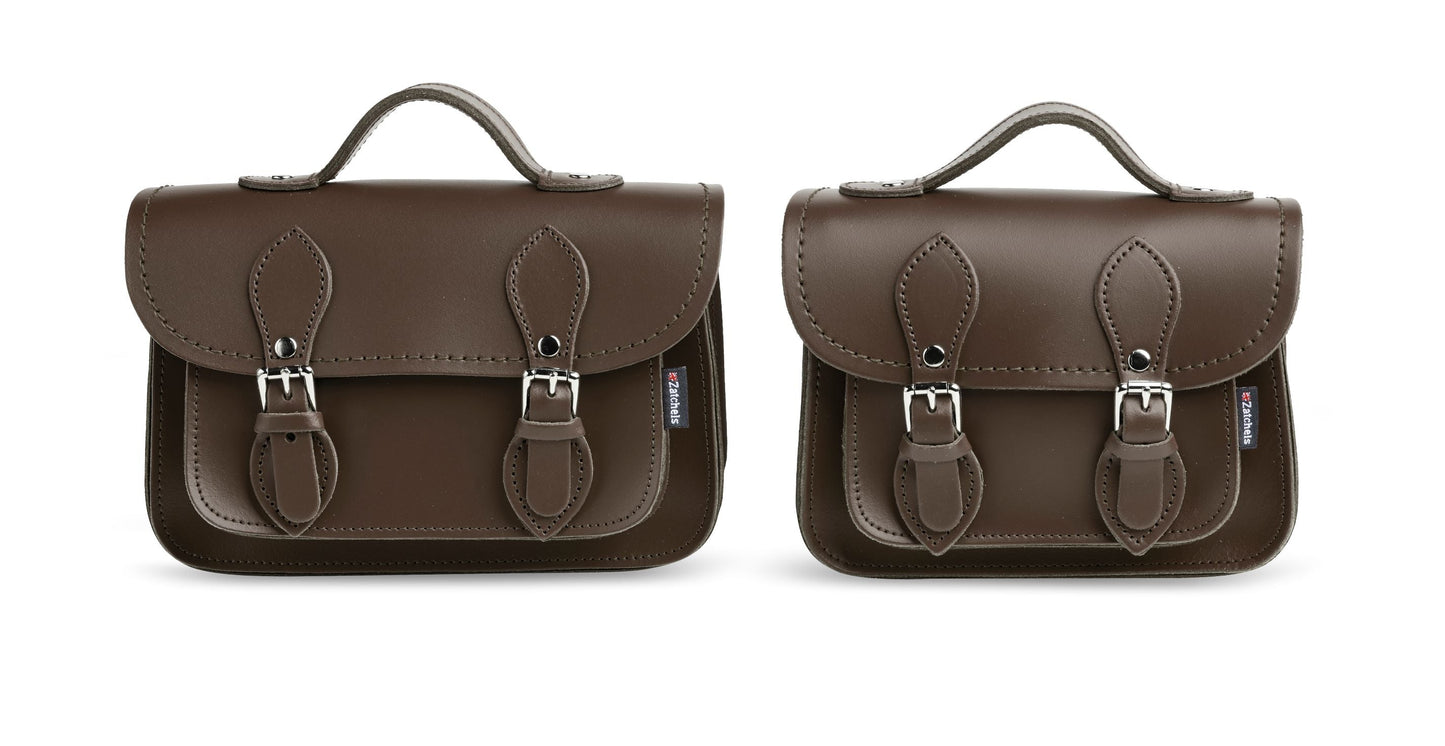 Handmade Leather Micro Satchel - Dark Brown  