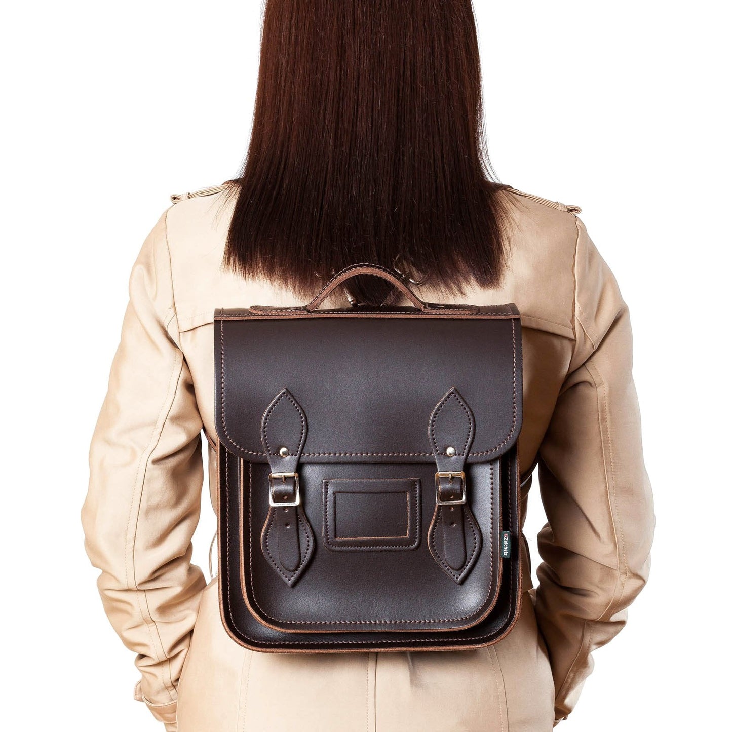 Handmade Leather City Backpack -Dark Brown