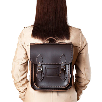 Handmade Leather City Backpack -Dark Brown