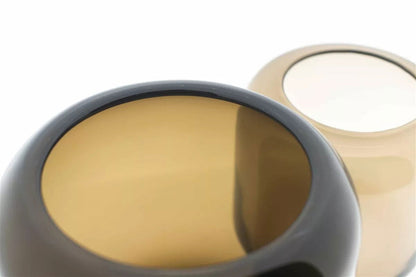 Handmade Flower Glass Vase MAZURKA - Smoky Brown Colour  