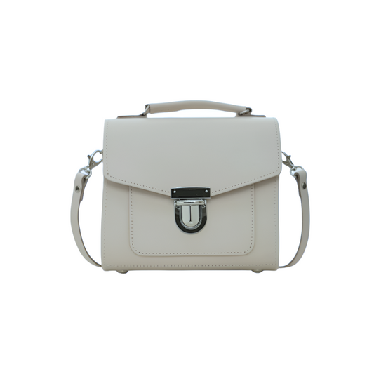 Handmade Leather Sugarcube Handbag - Eggshell  