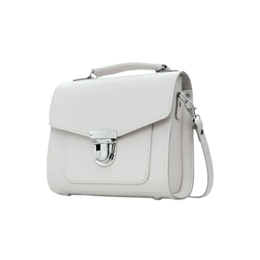 Handmade Leather Sugarcube Handbag - Eggshell  