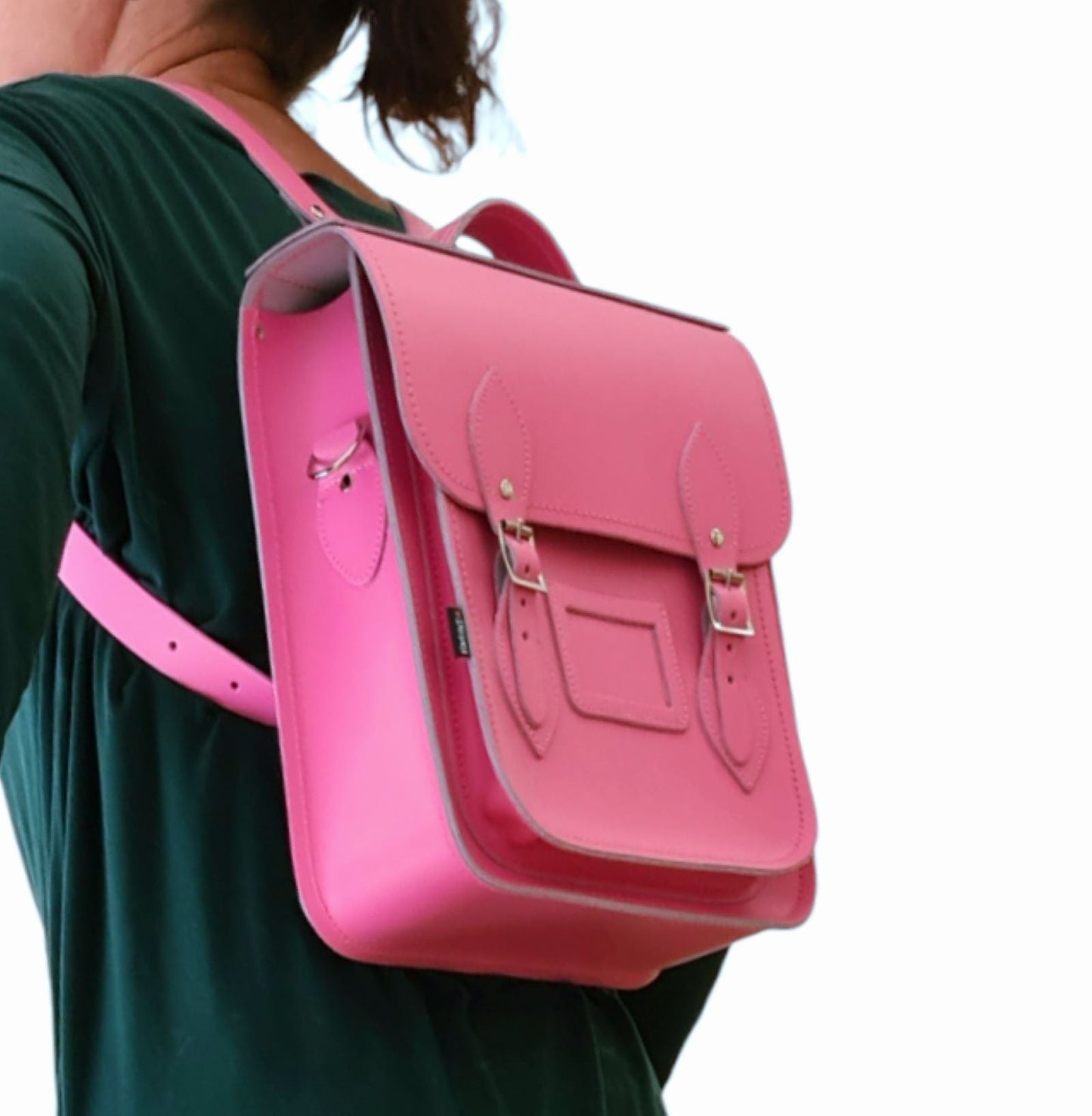 Handmade Leather City Backpack - Hot Fuchsia  