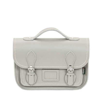 Leather Midi Satchel - Ghost Grey