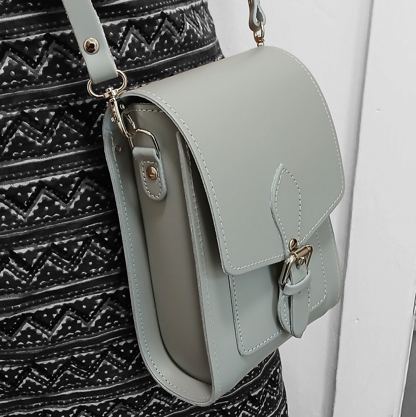 Handmade Leather Festival Phone Bag - Ghost Grey  