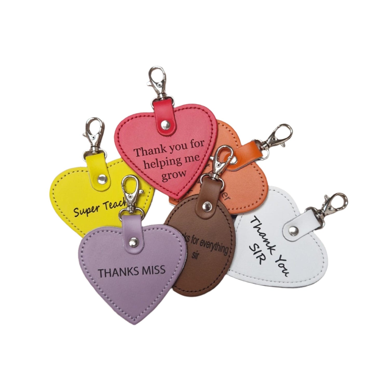 Leather Charm for Teacher - Free Engraving - Assorted Colours  