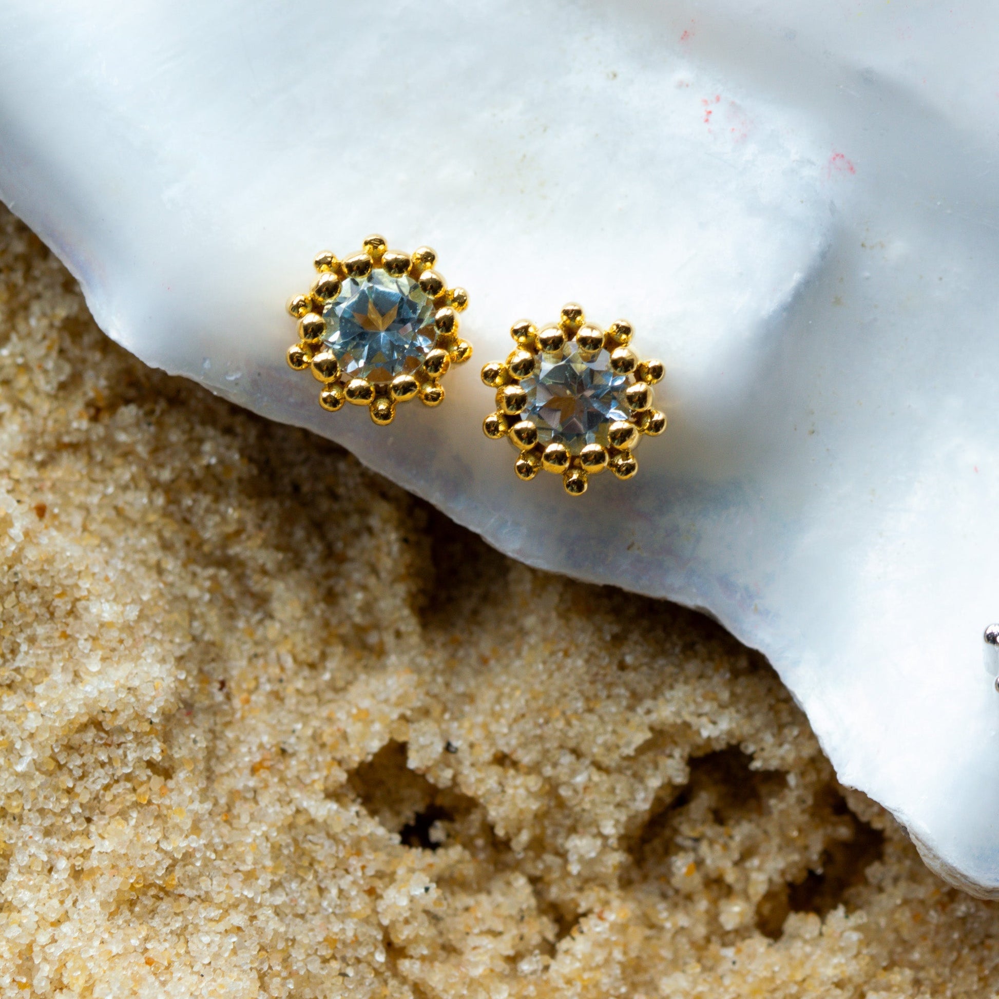 Gold Sky Blue Topaz Astrid Studs  