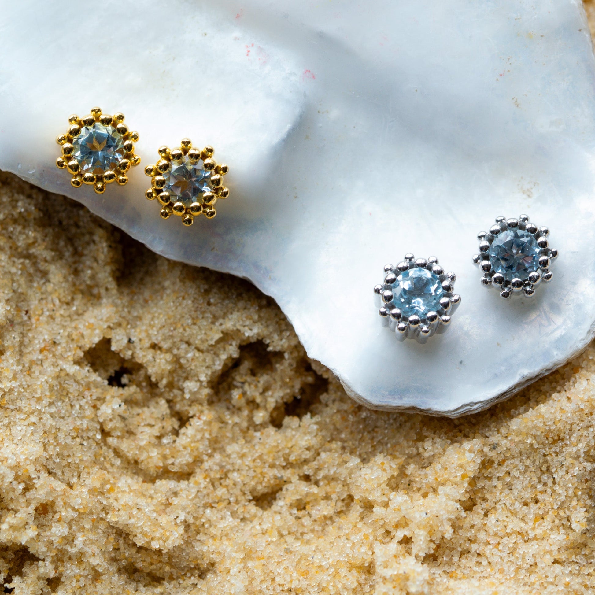 Gold Sky Blue Topaz Astrid Studs  