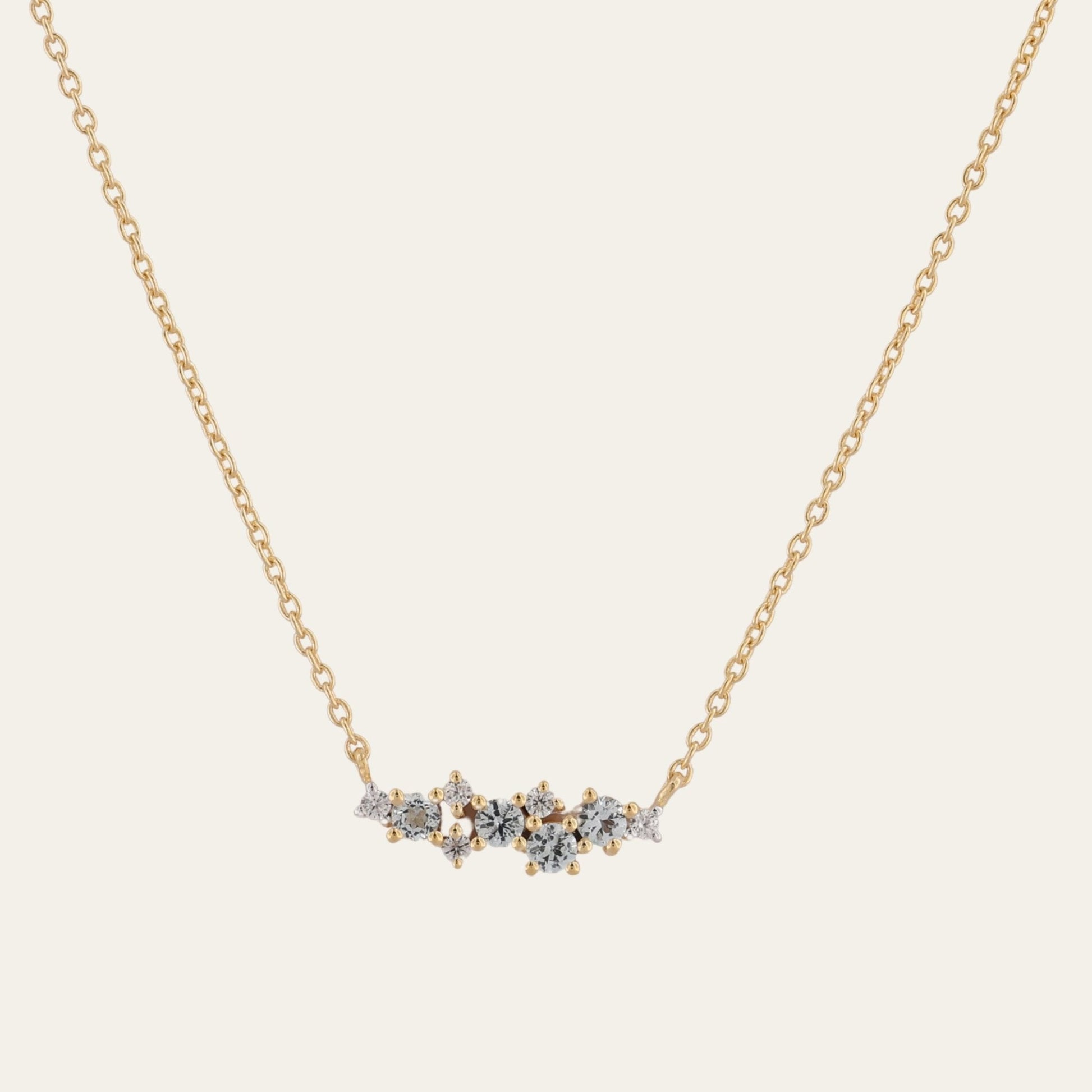 Gold Cluster Gemstone Necklace - Elara  
