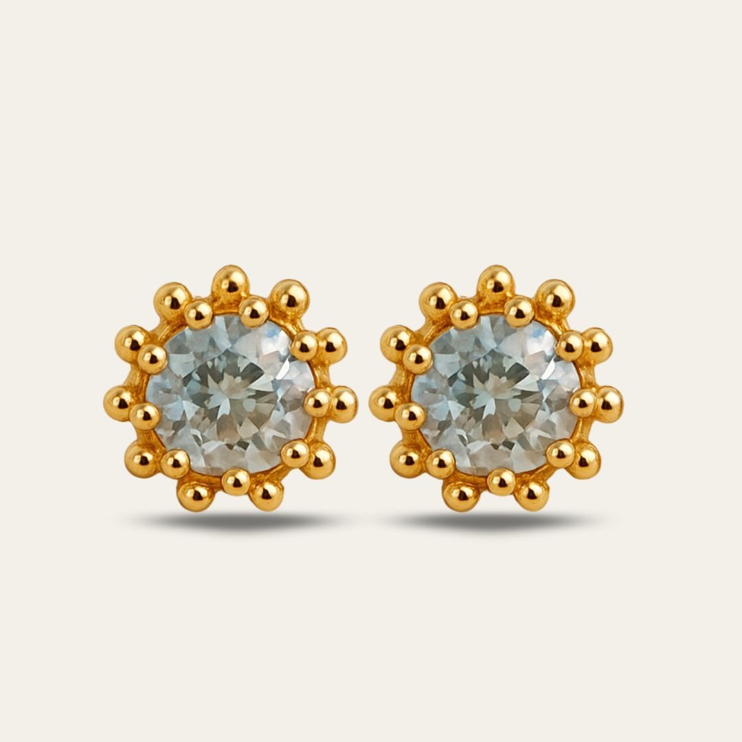 Gold Sky Blue Topaz Astrid Studs  