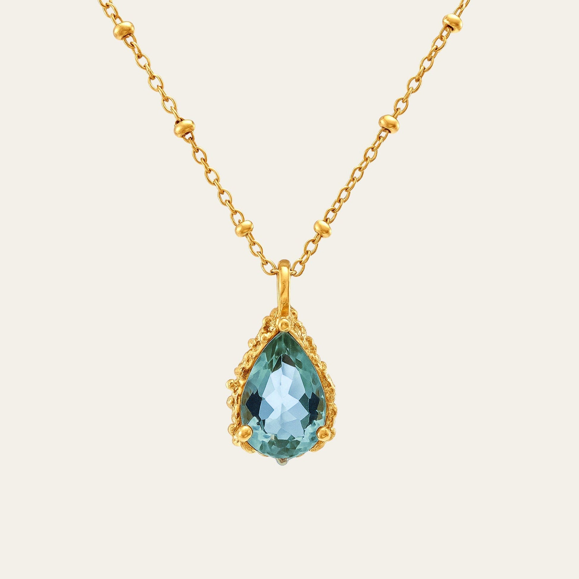 Gold Vermeil Blue Topaz Necklace - Aurelia  