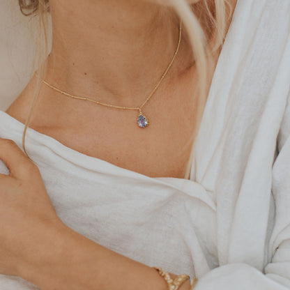 Gold Vermeil Blue Topaz Necklace - Aurelia- Handmade