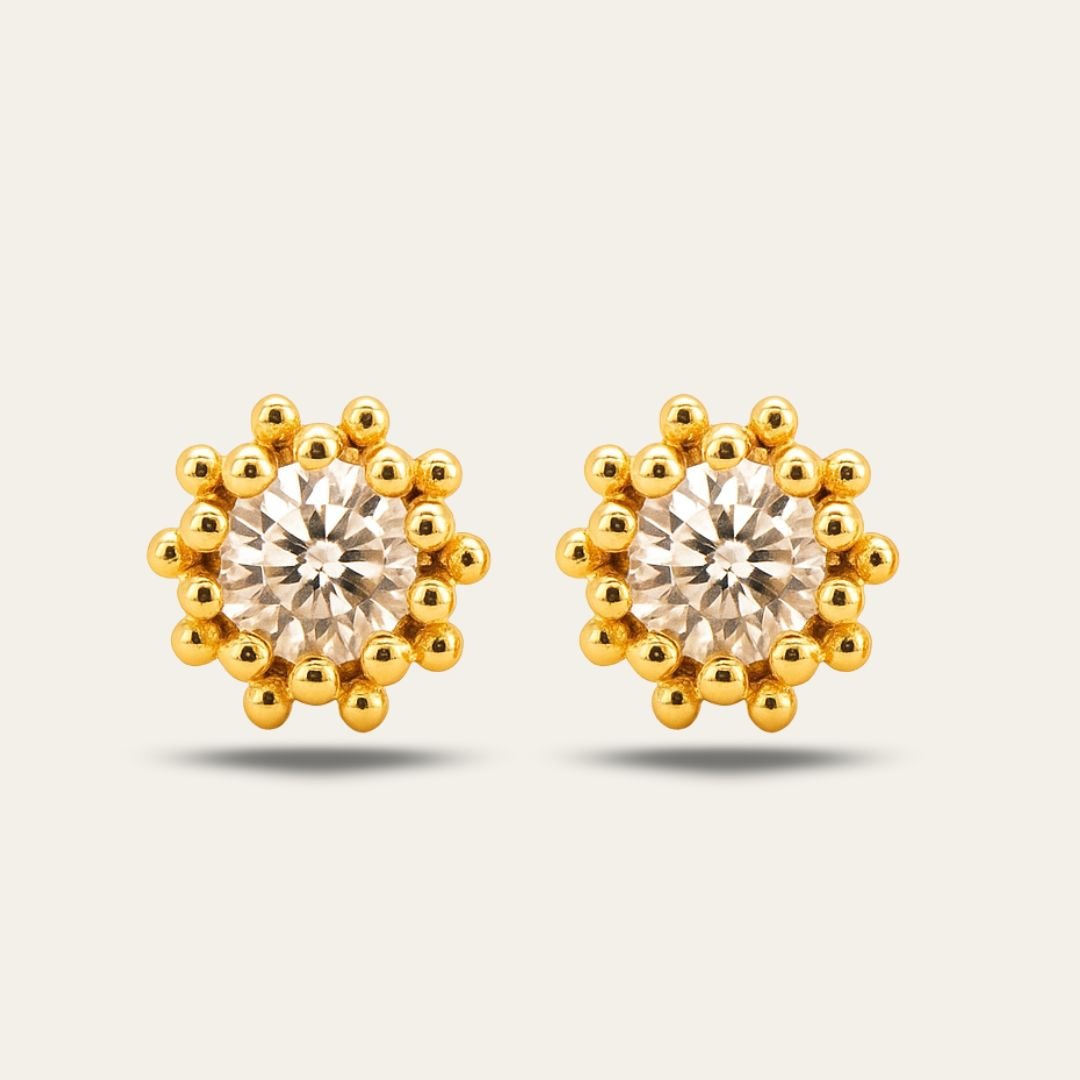 Gold White Topaz Seren Studs  