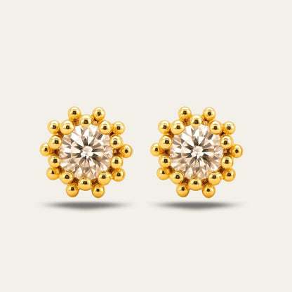 Gold White Topaz Seren Studs  