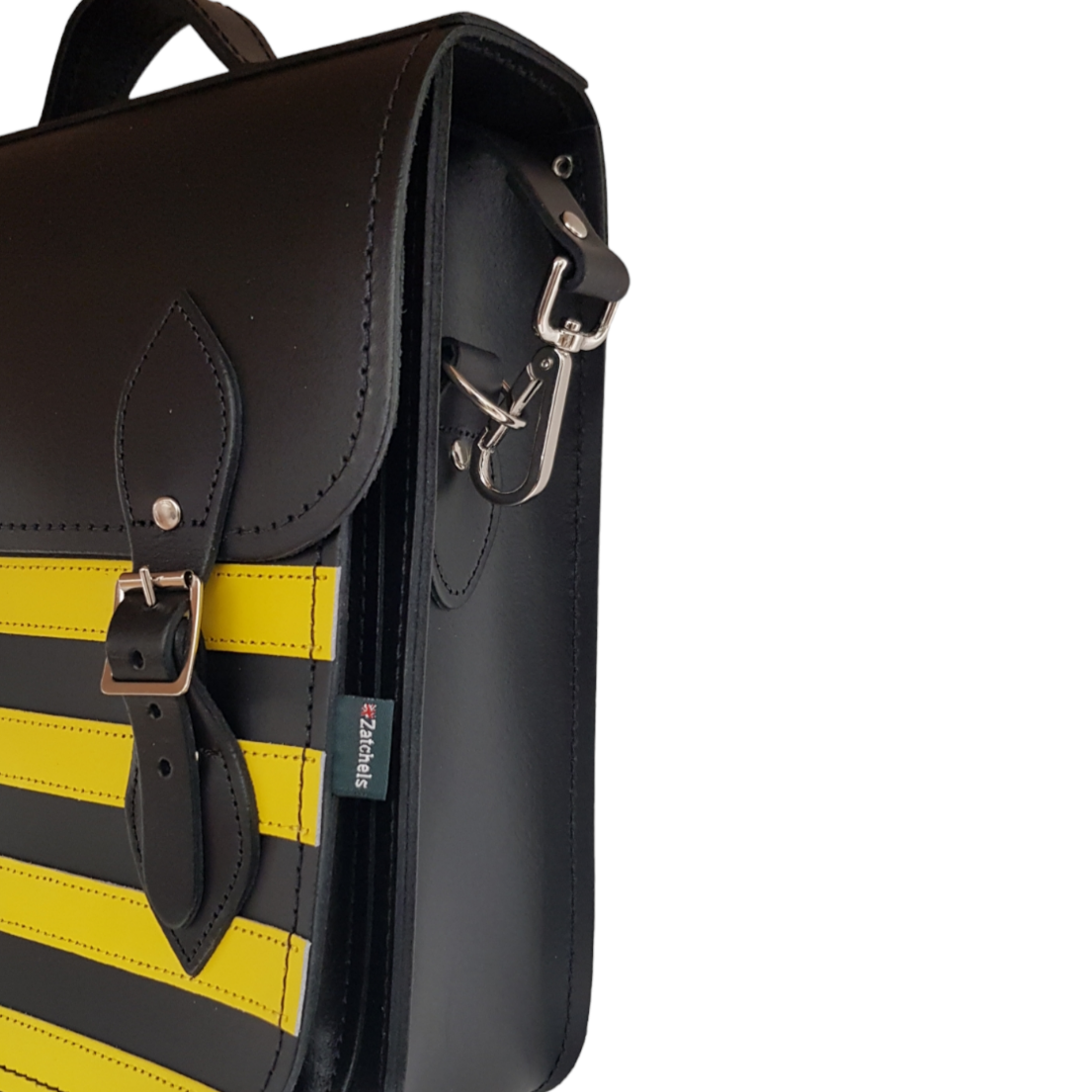 Handmade Leather City Backpack - Gothic Striped Yellow & Black  