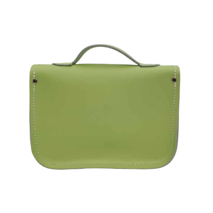 Leather Midi Satchel - Grass Green  