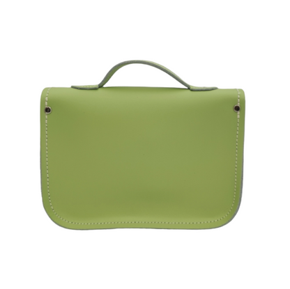 Leather Midi Satchel - Grass Green  