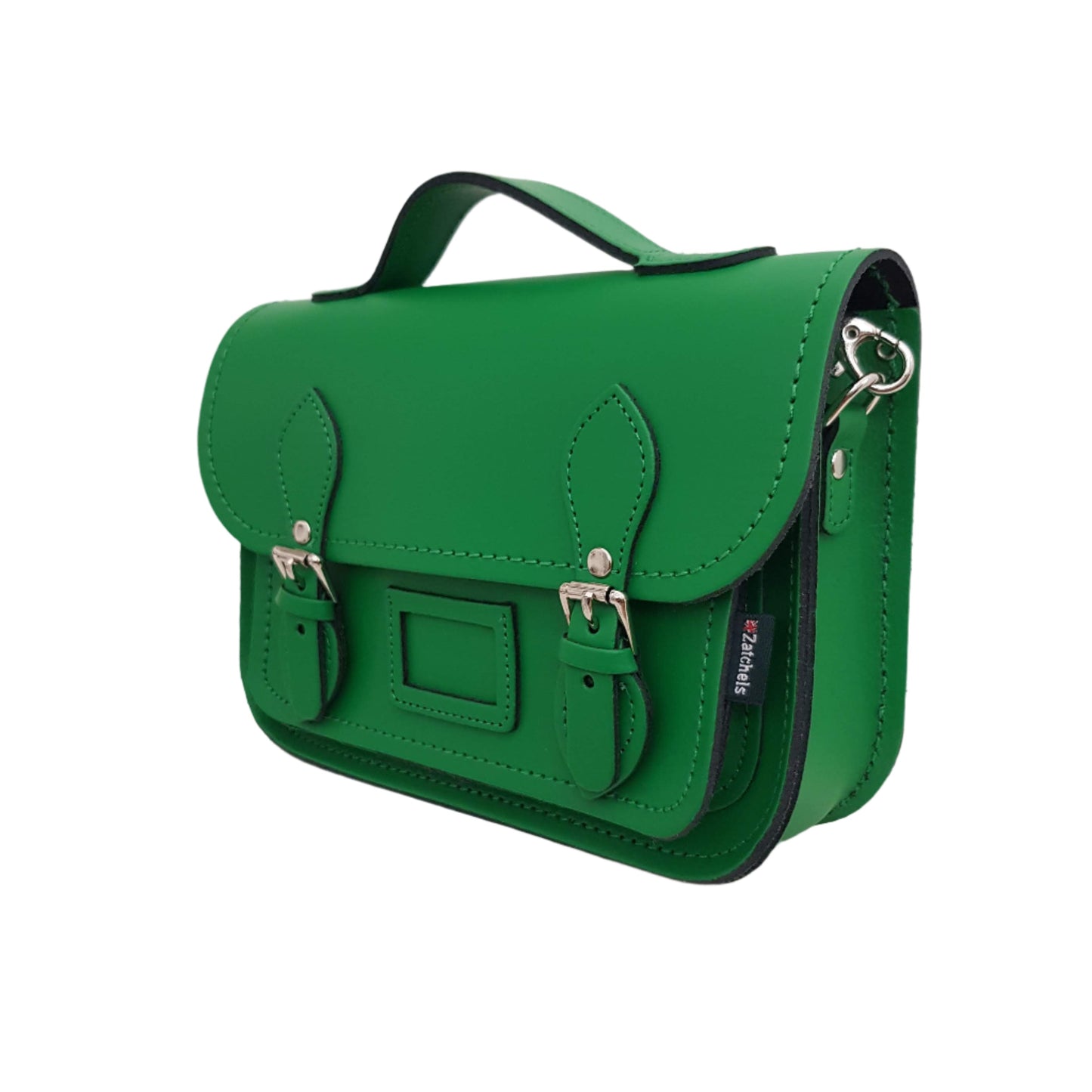 Leather Midi Satchel - Green  