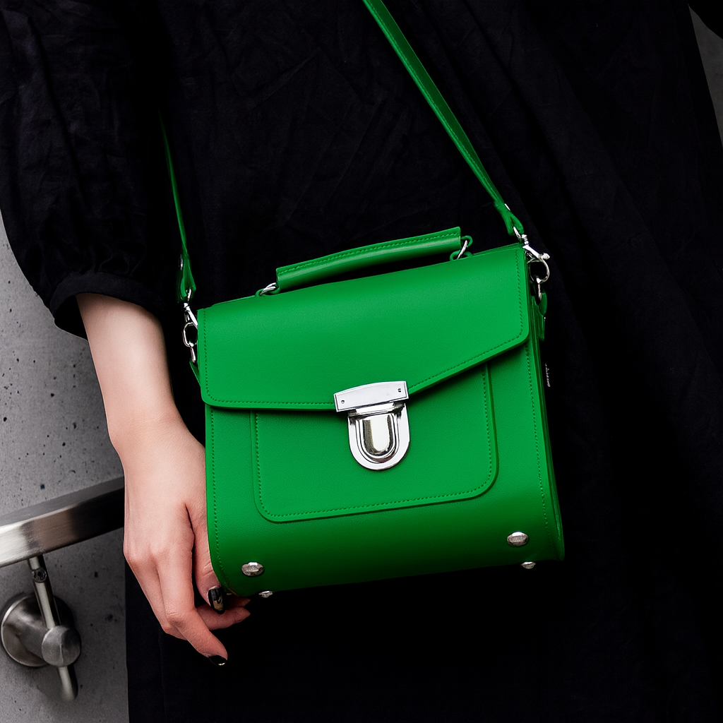 Handmade Leather Sugarcube Handbag - Green