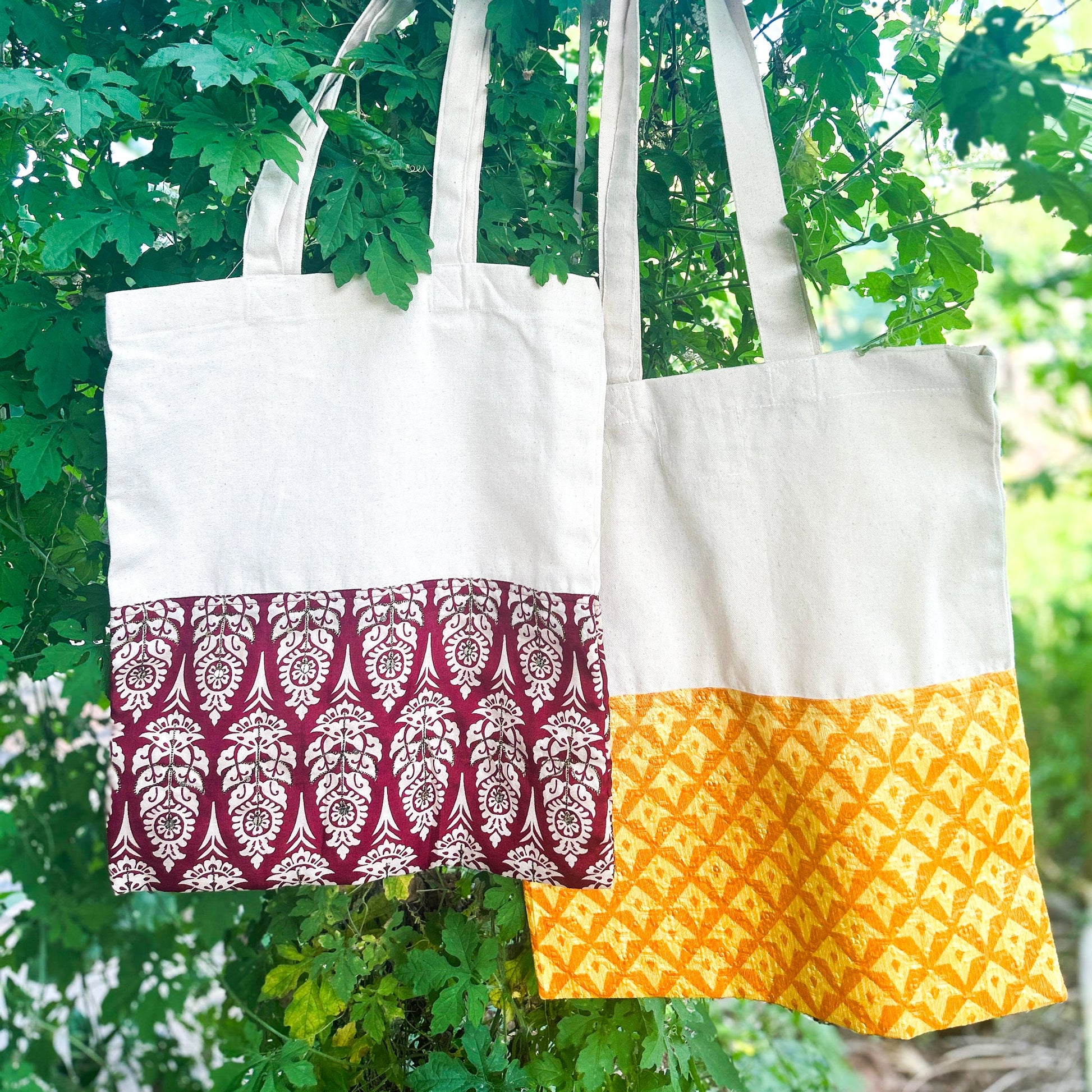 Half sari, Half Cotton Tote bag. Ethically handmade in India  