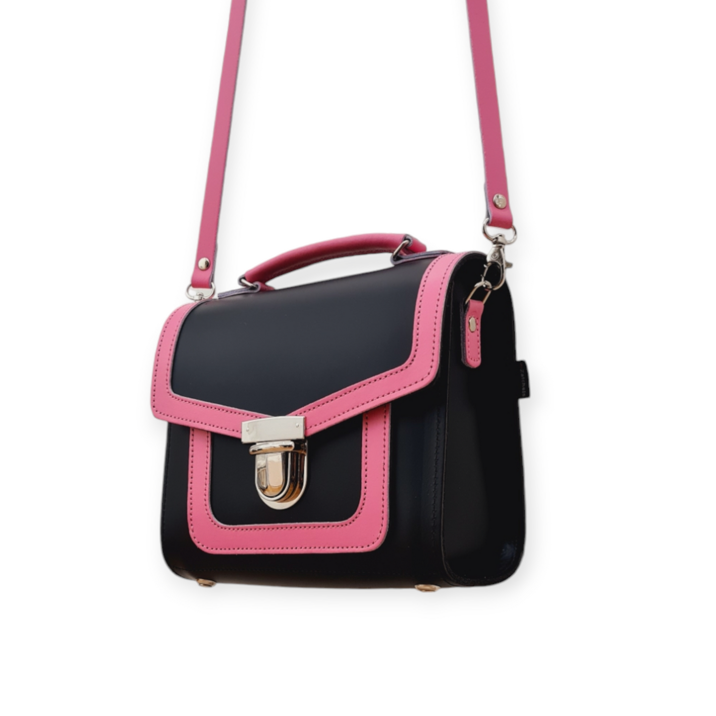 Harmony Handmade Leather Sugarcube Plus Handbag - Hot Fuchsia -Pink  