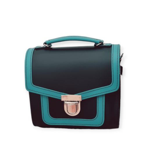 Harmony Handmade Leather Sugarcube Plus Handbag - Teal  