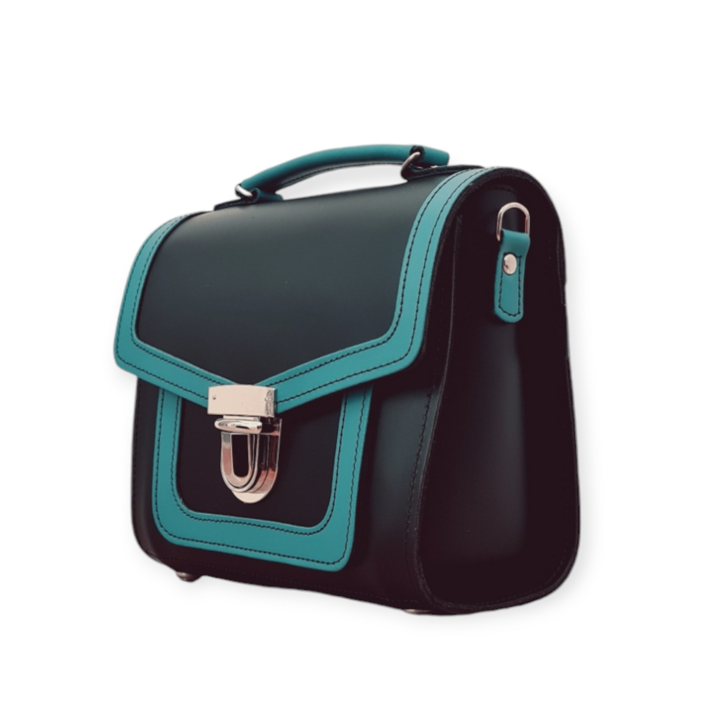 Harmony Handmade Leather Sugarcube Plus Handbag - Teal  