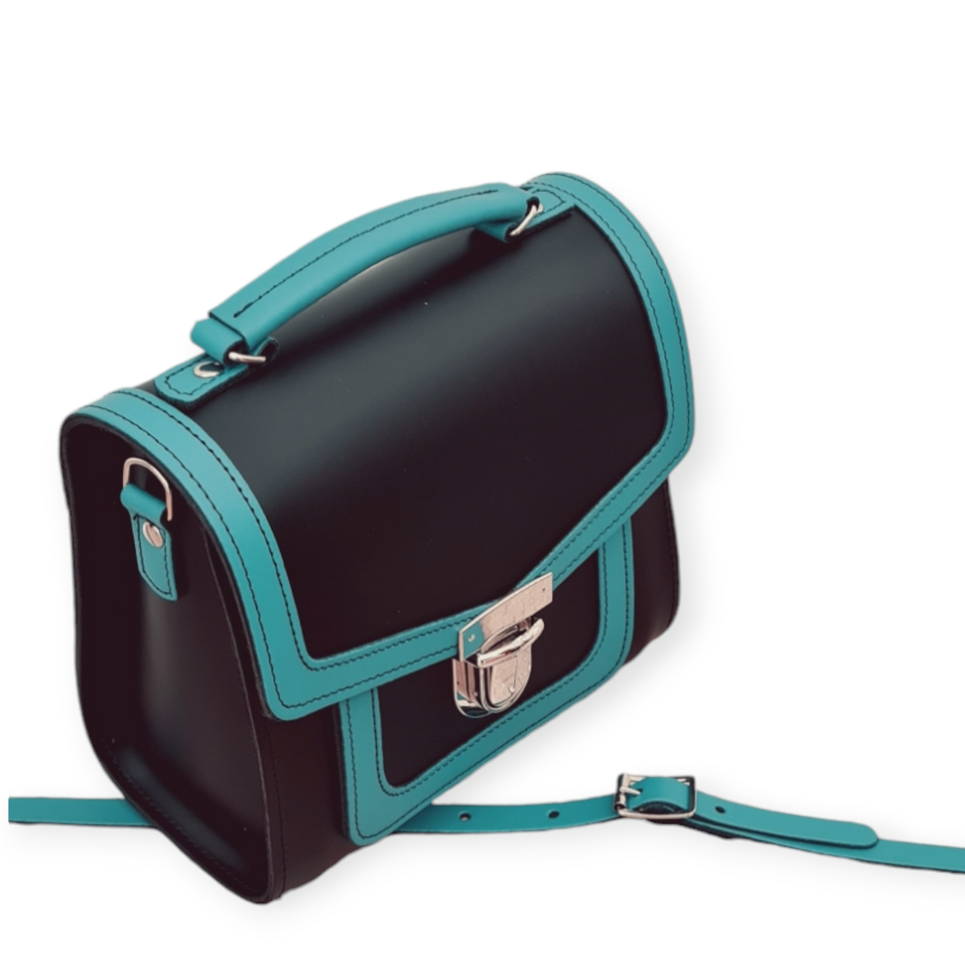 Harmony Handmade Leather Sugarcube Plus Handbag - Teal  
