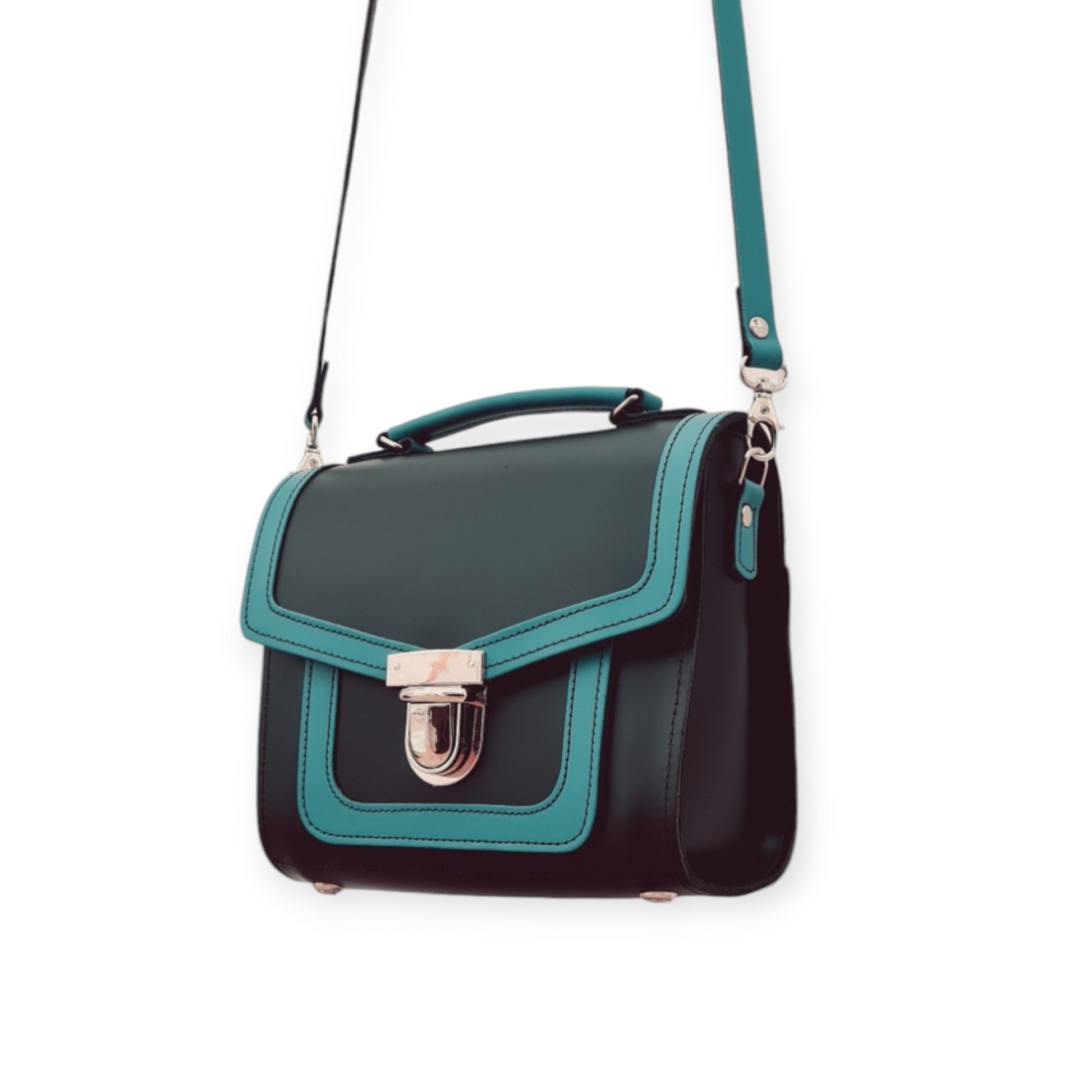 Harmony Handmade Leather Sugarcube Plus Handbag - Teal  