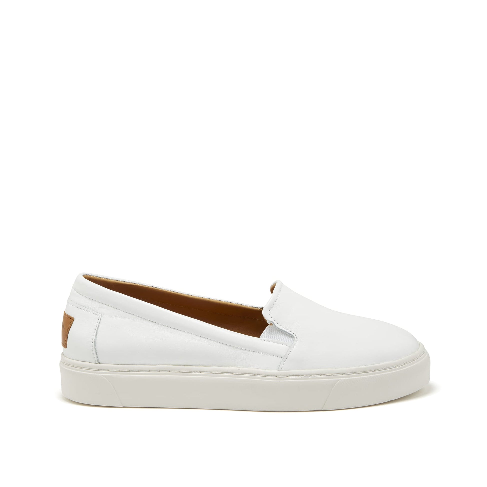 Women's Slip-On Sneakers, white leather  
