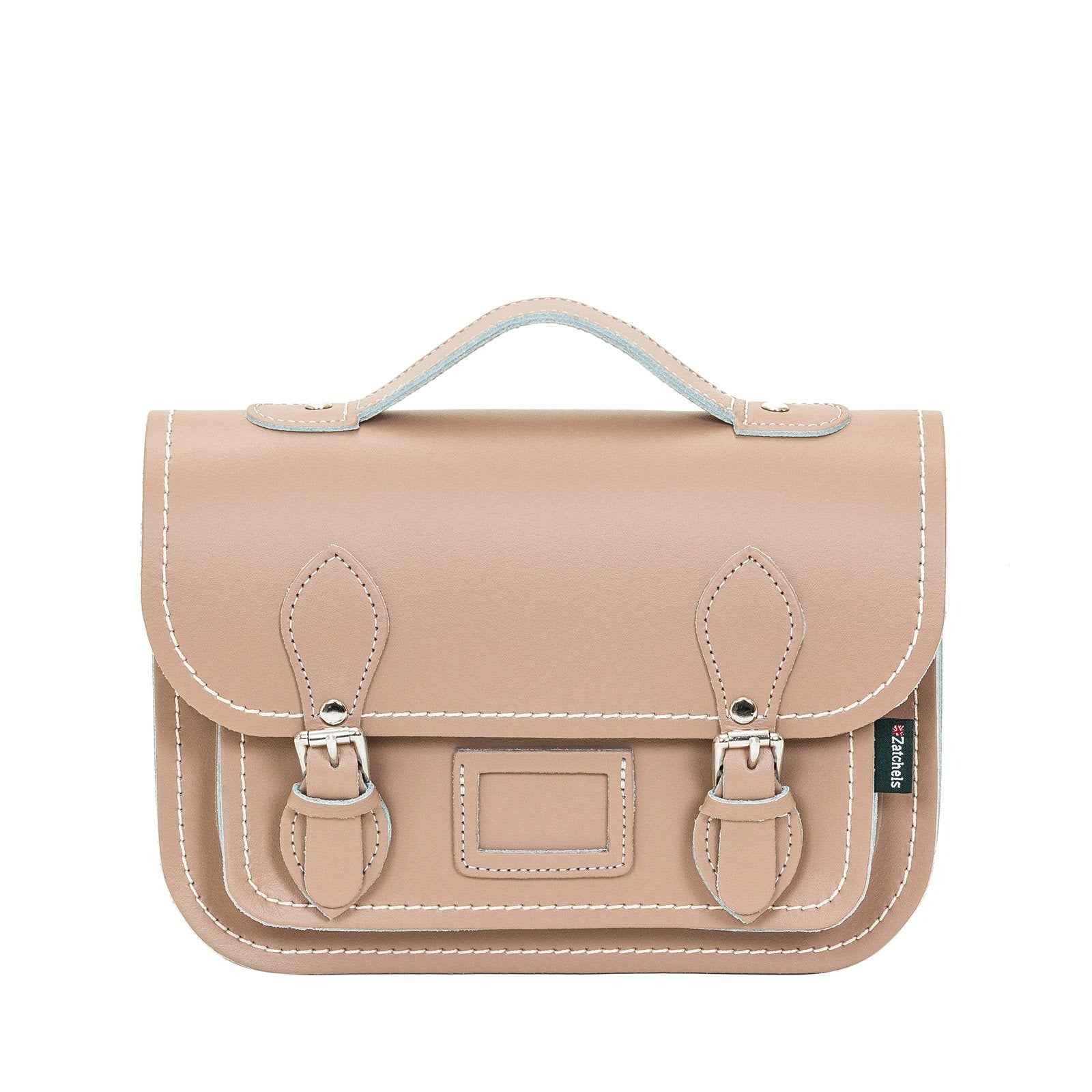 Leather Midi Satchel - Iced Coffee