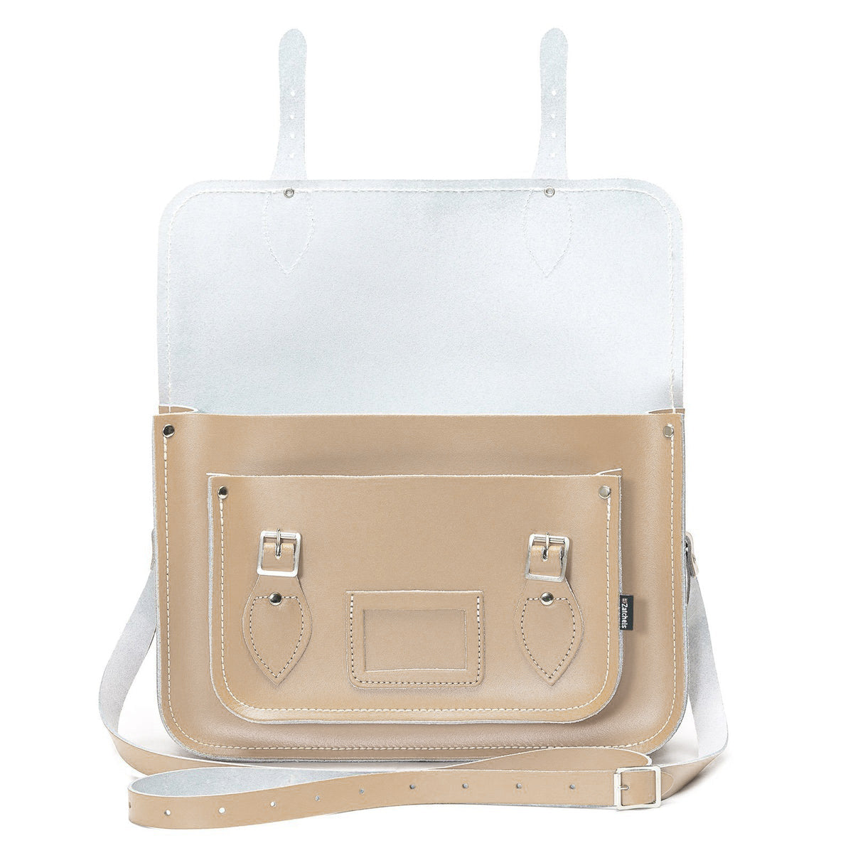 Handmade Leather Satchel - Iced Coffee  