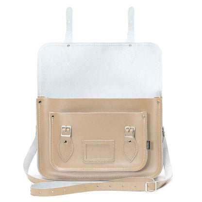 Handmade Leather Satchel - Iced Coffee