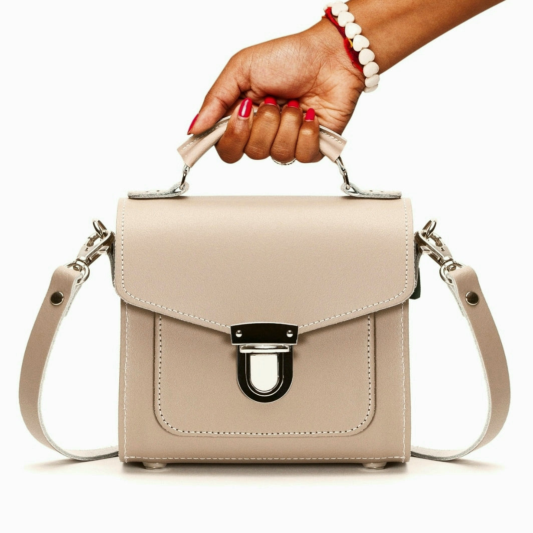 Handmade Leather Sugarcube Handbag - Iced Coffee  