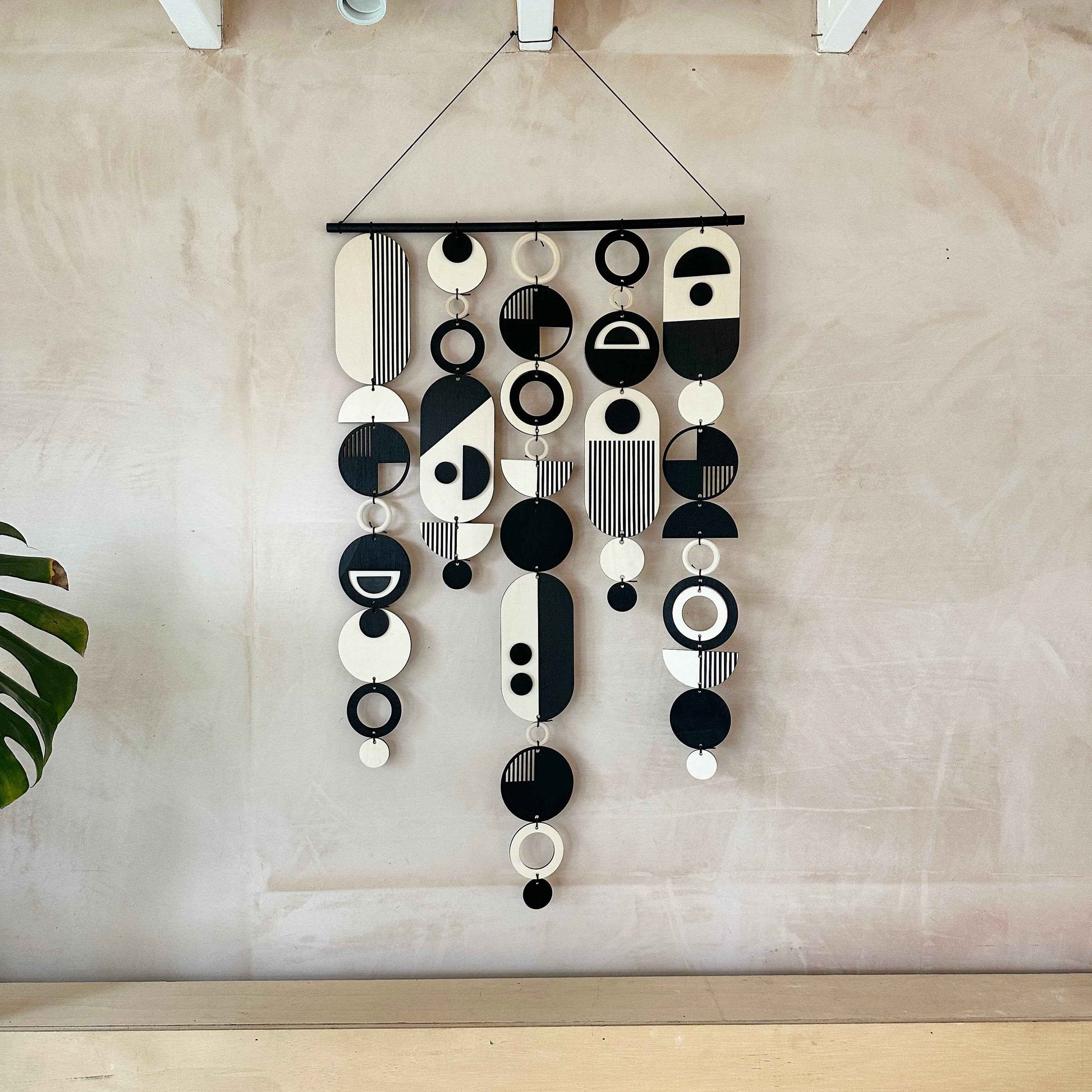 Handmade Modern Monochrome Wooden Wall Art - Home Decor Tapestry