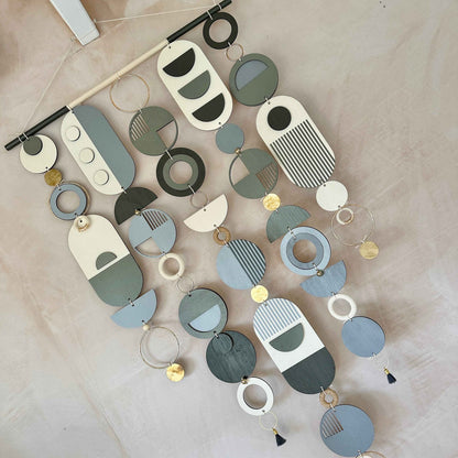 Black and Grey Dark Wall Art Hanging - Hand Painted Decor- Monochrome Wall Art