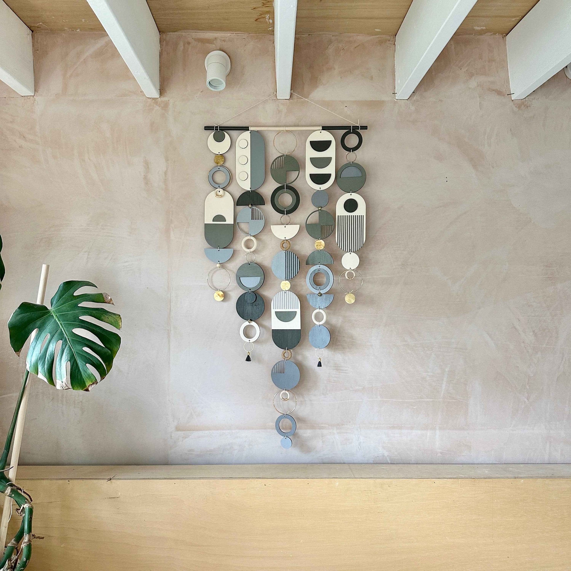 Black and Grey Dark Wall Art Hanging - Hand Painted Decor- Monochrome Wall Art