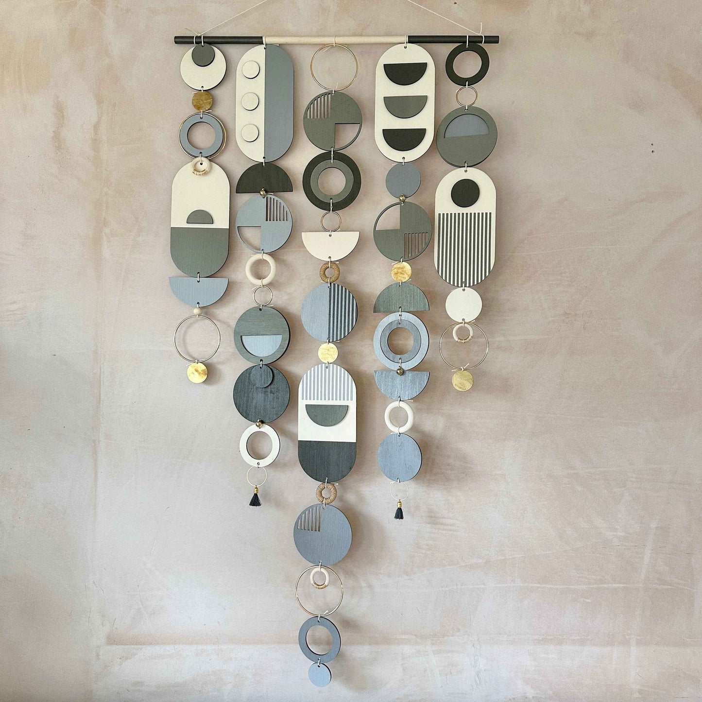 Black and Grey Dark Wall Art Hanging - Hand Painted Decor- Monochrome Wall Art