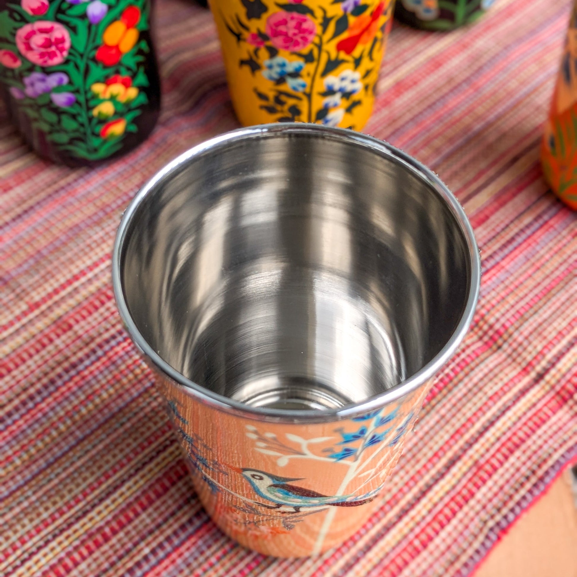 Hand-Painted Stainless Steel Tumblers, Food Safe, 400ml Drinking Cups  