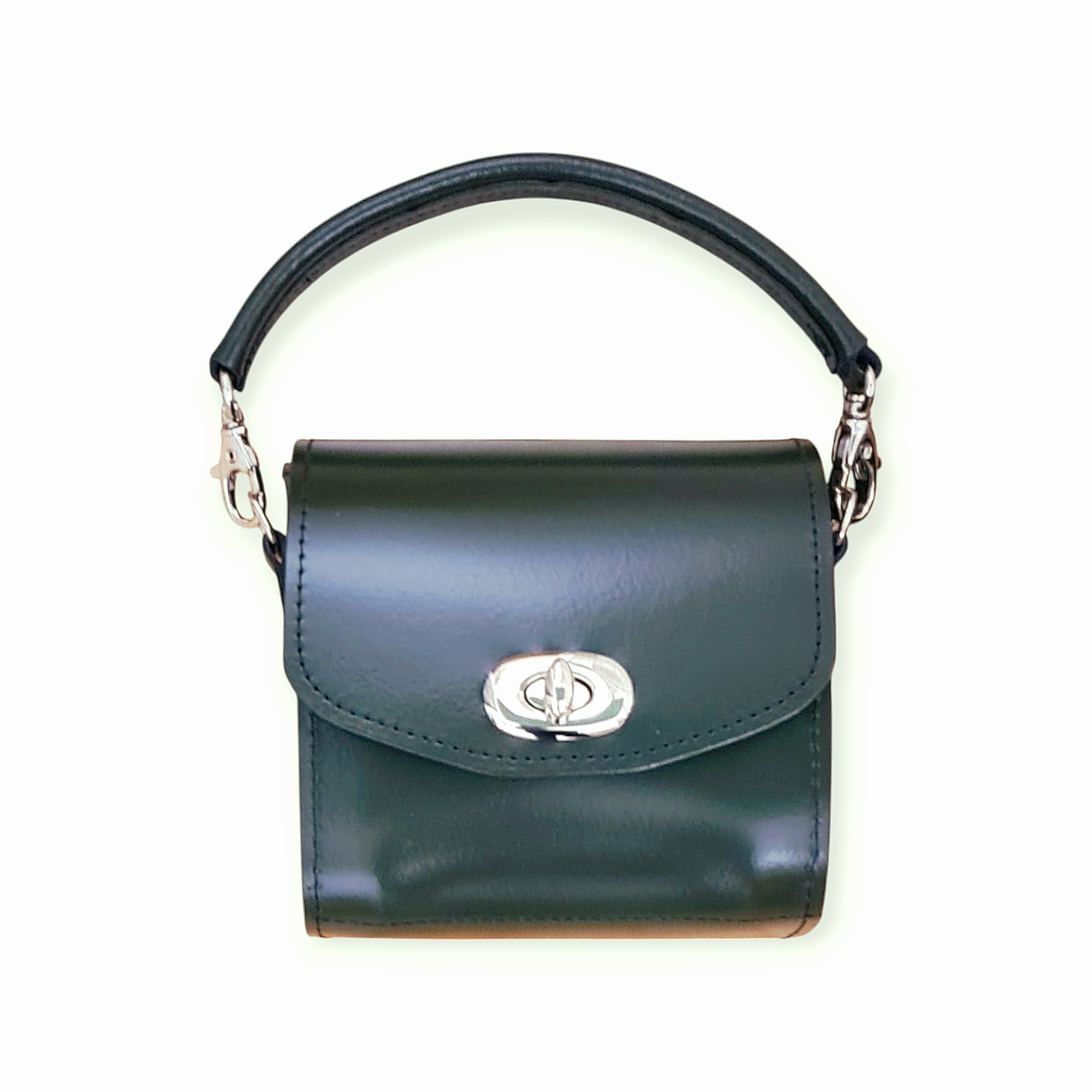 Bauble Handmade High Shine Leather Handbag - Ivy Green  