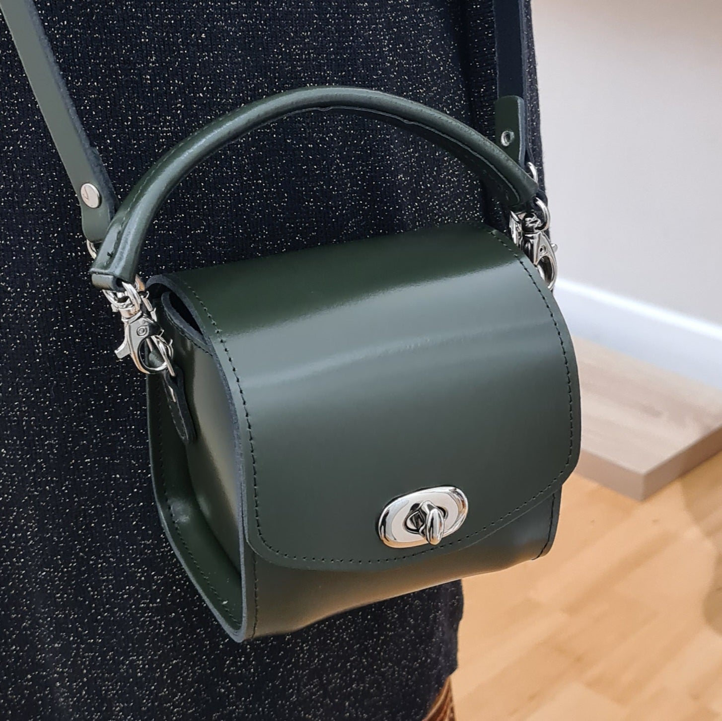 Bauble Handmade High Shine Leather Handbag - Ivy Green  