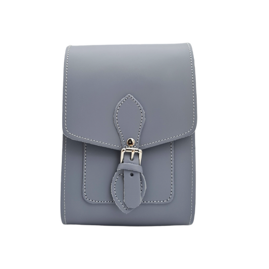 Handmade Leather Festival Phone Bag - Lilac Grey  