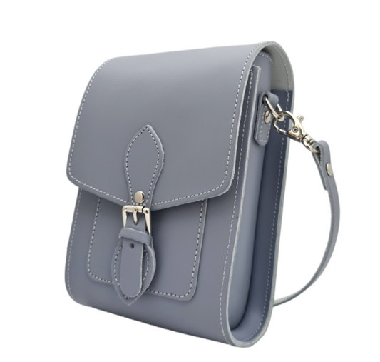 Handmade Leather Festival Phone Bag - Lilac Grey  