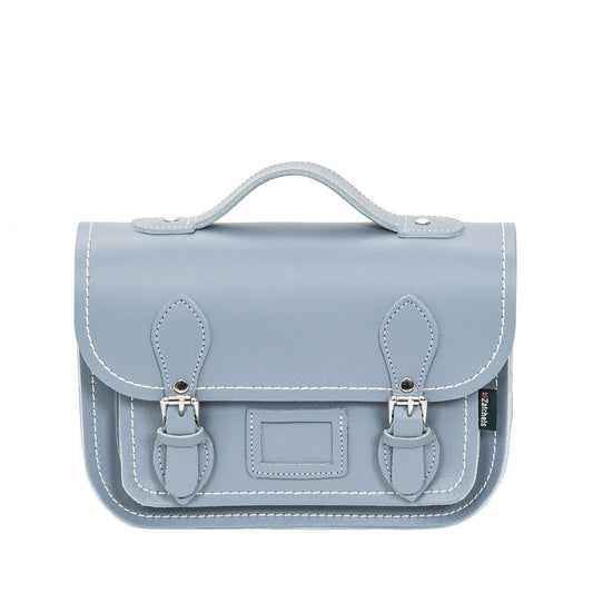 Leather Midi Satchel - Lilac Grey  