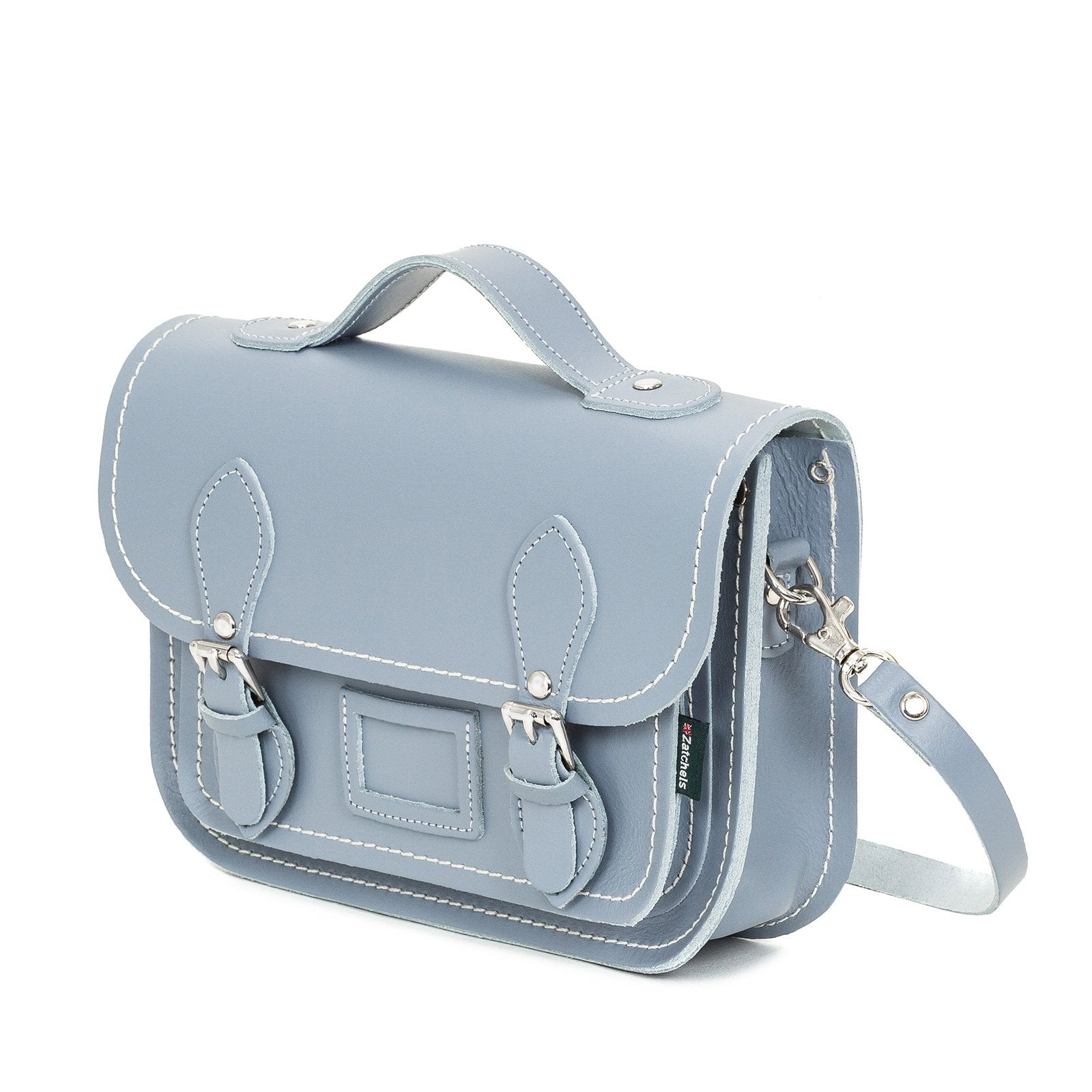 Leather Midi Satchel - Lilac Grey  