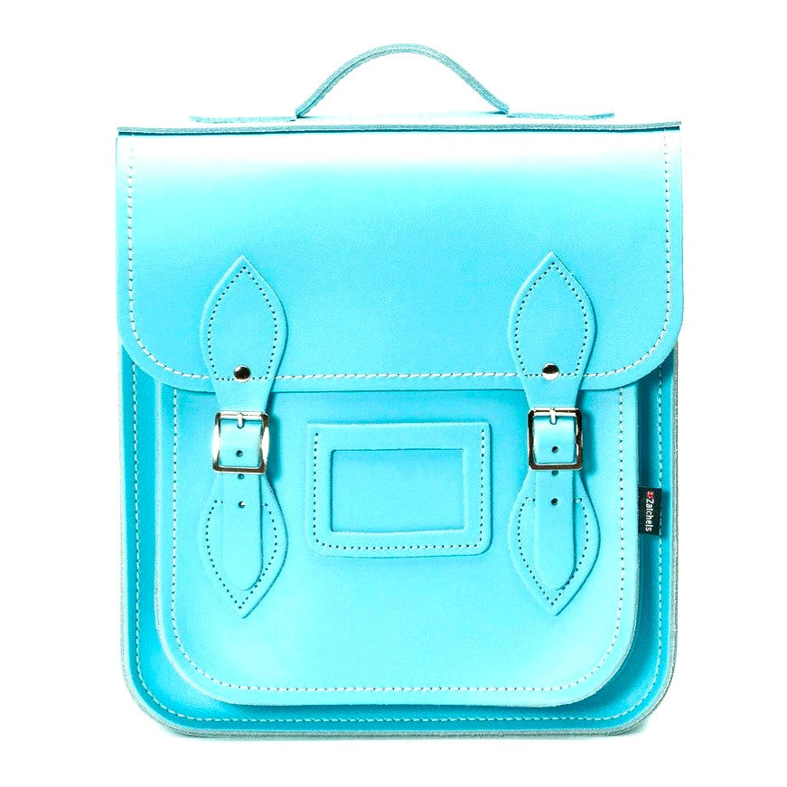 Handmade Leather City Backpack - Limpet -Shell Blue  