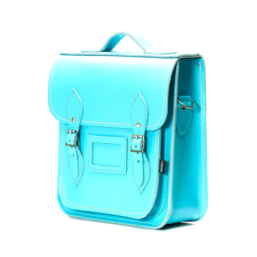Handmade Leather City Backpack - Limpet -Shell Blue  